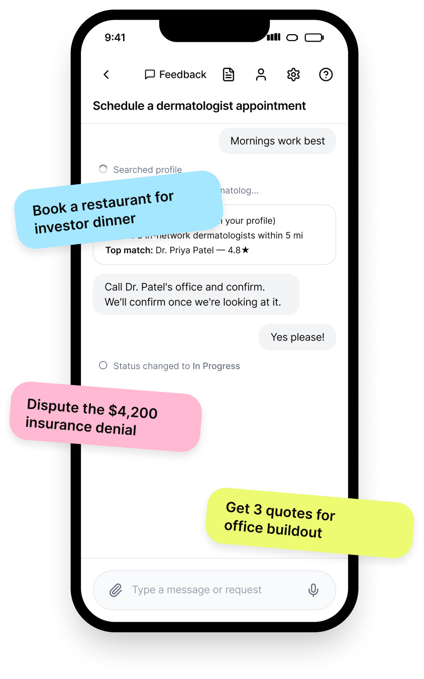 Duckbill app showing task management